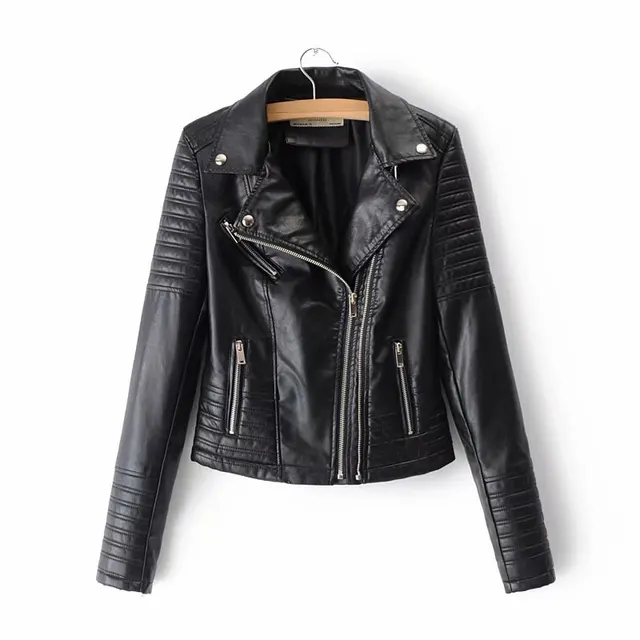 Slim European and American motorcycle leather jacket Black - Shop at LoveMi