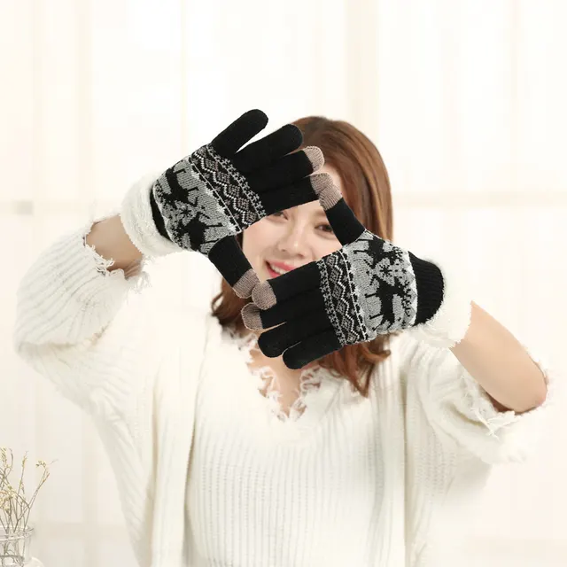 Double thickening plus velvet winter warm gloves Black A - Shop at LoveMi
