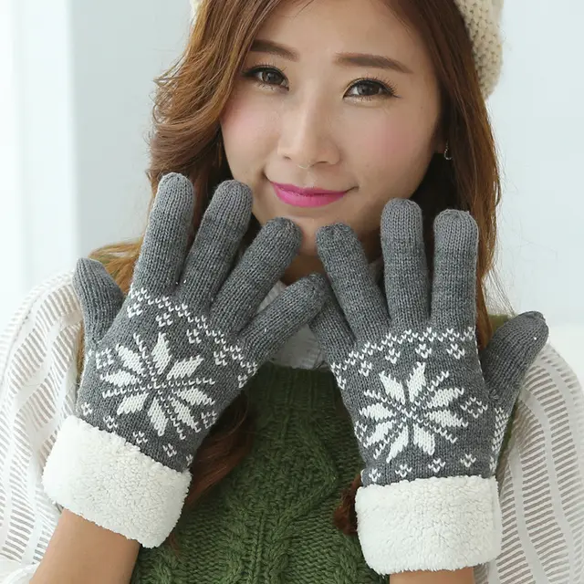 Double thickening plus velvet winter warm gloves Grey - Shop at LoveMi