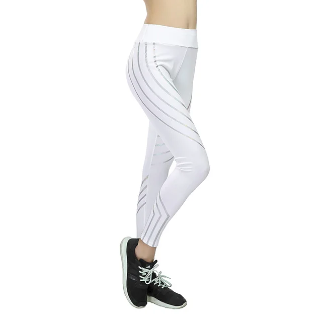 European beauty fitness yoga pants laser printing slim slimming sports leggings White - Shop at LoveMi