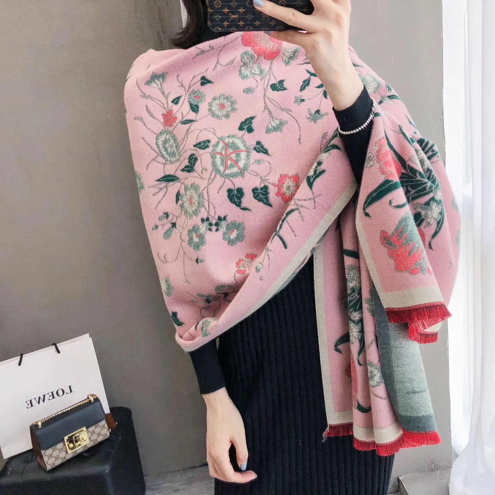 Cashmere Scarf Lady Shawl - Pink2