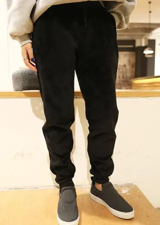 Gold velvet warm harem pants - Black