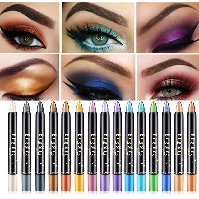 Pearlescent Silkworm Eyeshadow Pen Lasting Waterproof And Not Blooming Shiny Pearlescent Gel Pen 15 Color Eye Shadow Pen 15Piece Set - Shop at LoveMi