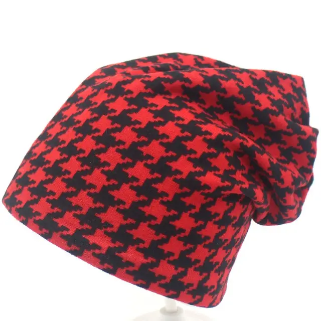 Houndstooth hooded light and warm confinement hat Red - Shop at LoveMi