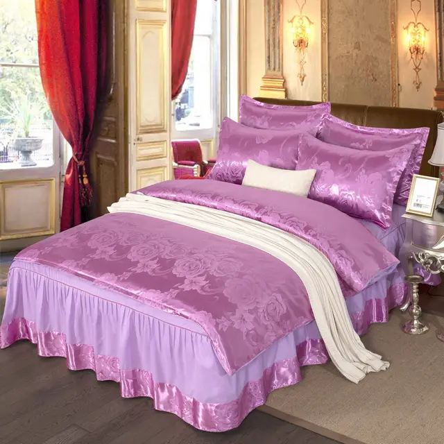 Satin bedspread bed skirt four piece suit 7 Style - Shop at LoveMi