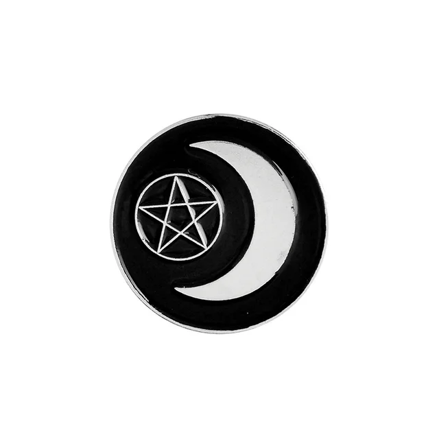 Punk Witch Coffin Witch Book Round Black Brooch Xz1151 - Shop at LoveMi