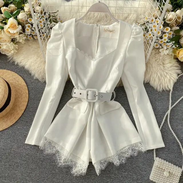 Lace and lace jumpsuit White - Shop at LoveMi