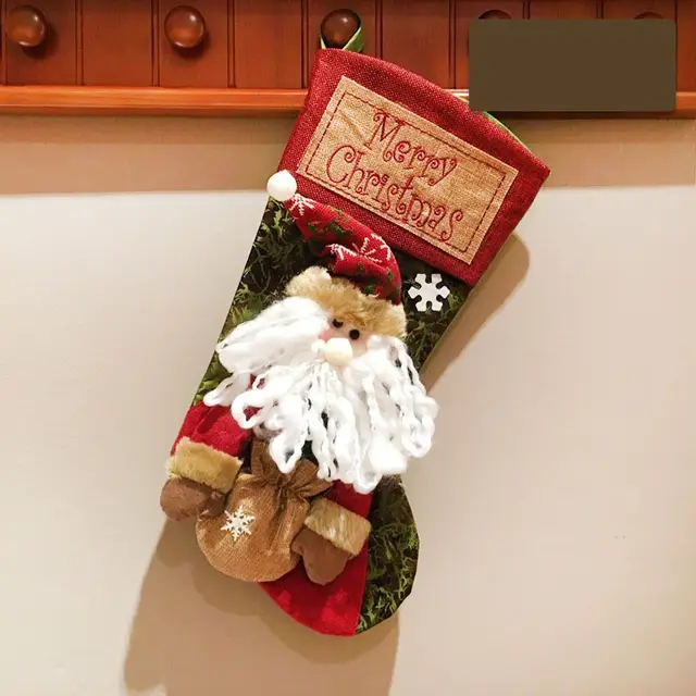 Christmas Stocking Socks Snowman Santa Elk Xmas Fireplace Xmas Tree Ornaments New Year Candy Bag Gift Christmas Decor Old Man - Shop at LoveMi