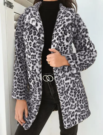 Lapel cardigan plush slim fit coat Grey - Shop at LoveMi