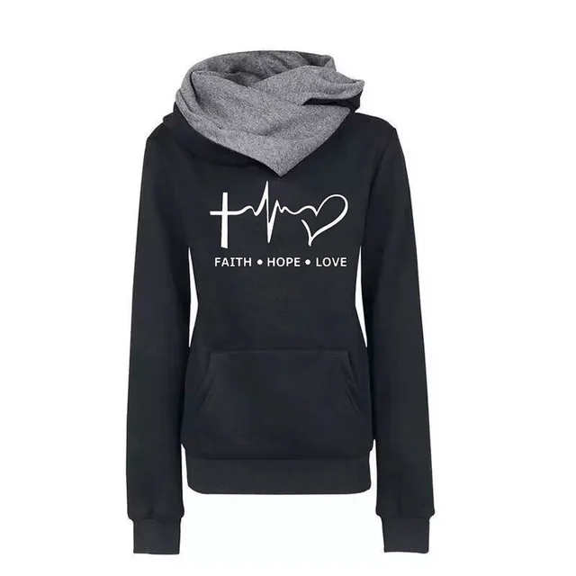 Lapel Graphic Print Hooded Personalized Sweater Bottoming Shirt Black - Shop at LoveMi
