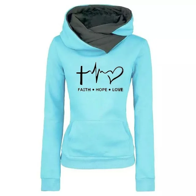 Lapel Graphic Print Hooded Personalized Sweater Bottoming Shirt Blue - Shop at LoveMi