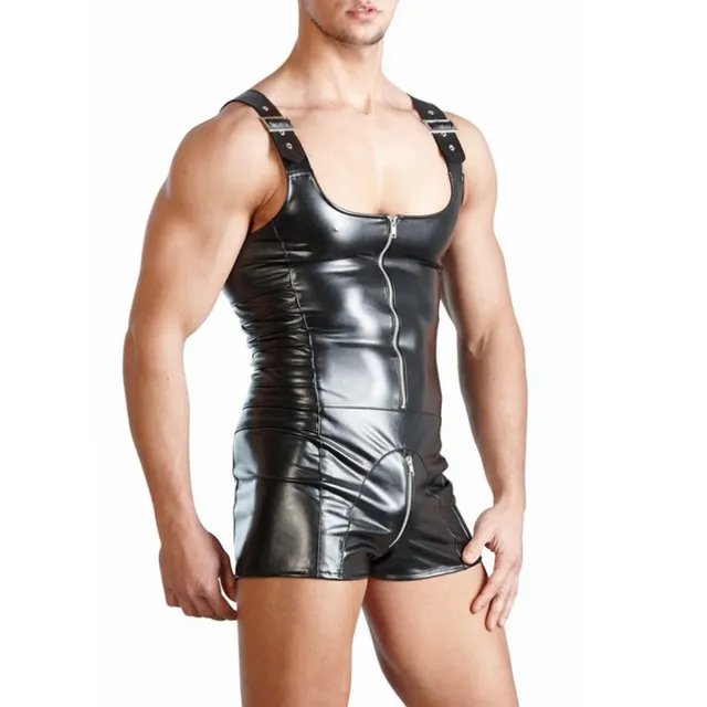 Men's faux leather bodysuit Black - Shop at LoveMi