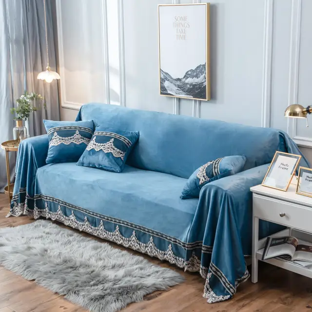 Plush crystal plush sofa cover Sapphire - Shop at LoveMi