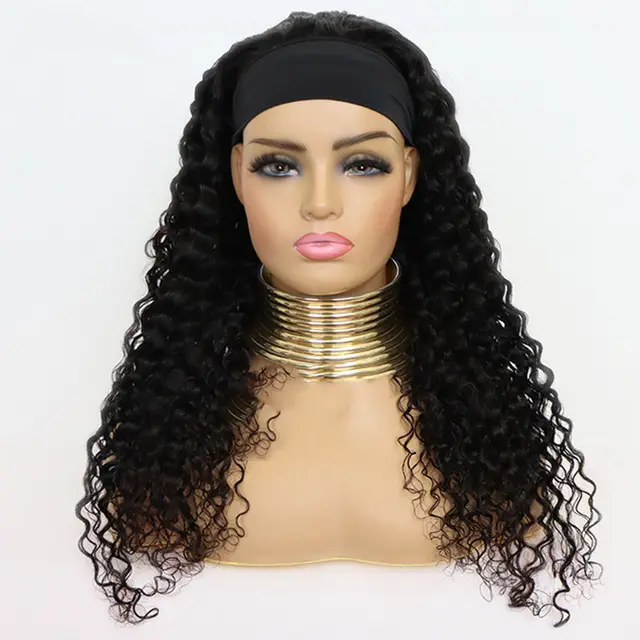Brazilian Water Wave Headband Human Hair Wigs Photo Color - Shop at LoveMi