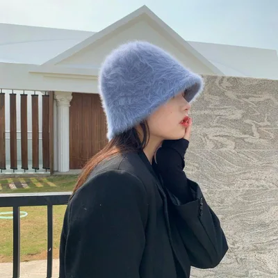 Women's warm hat autumn and winter Blue - Shop at LoveMi