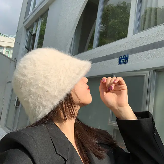 Women's warm hat autumn and winter White - Shop at LoveMi