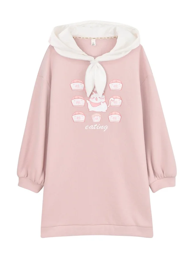 Autumn Japanese fleece sweater dress Pink - Shop at LoveMi
