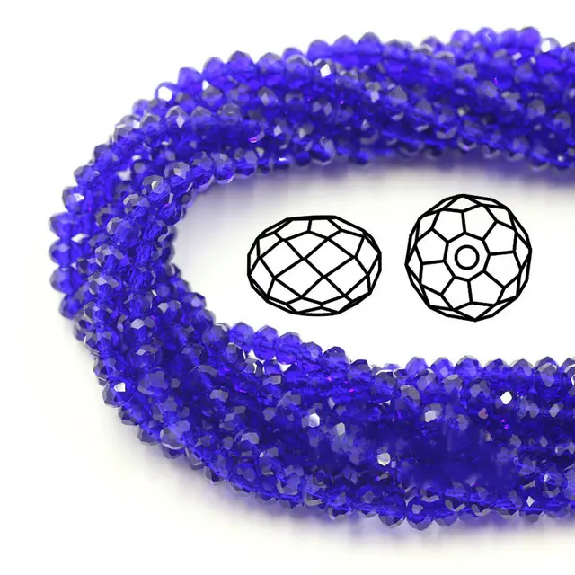 Transparent crystal flat beads Dark Blue - Shop at LoveMi