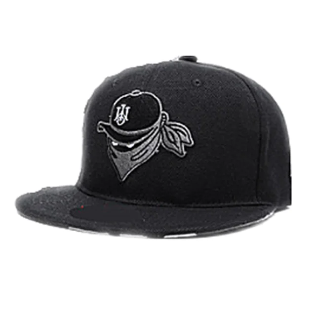 Street Dance Flat Brimmed Hat Men Dkateboard Baseball Cap Masked Embroidery Hat Black - Shop at LoveMi