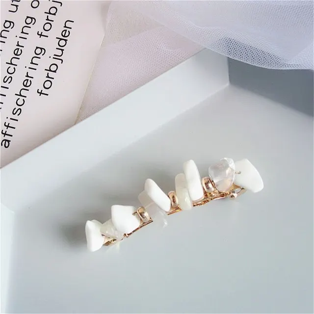 Spring clip hairpin one word clip with bangs clip White - Shop at LoveMi
