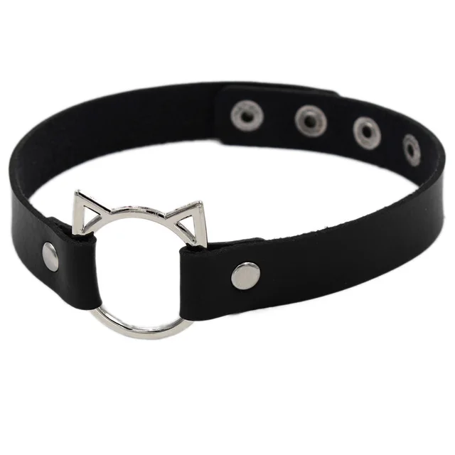 Punk Soft Girl Leather Collar Women's Neck With Net Red Clavicle Chain Black - Shop at LoveMi