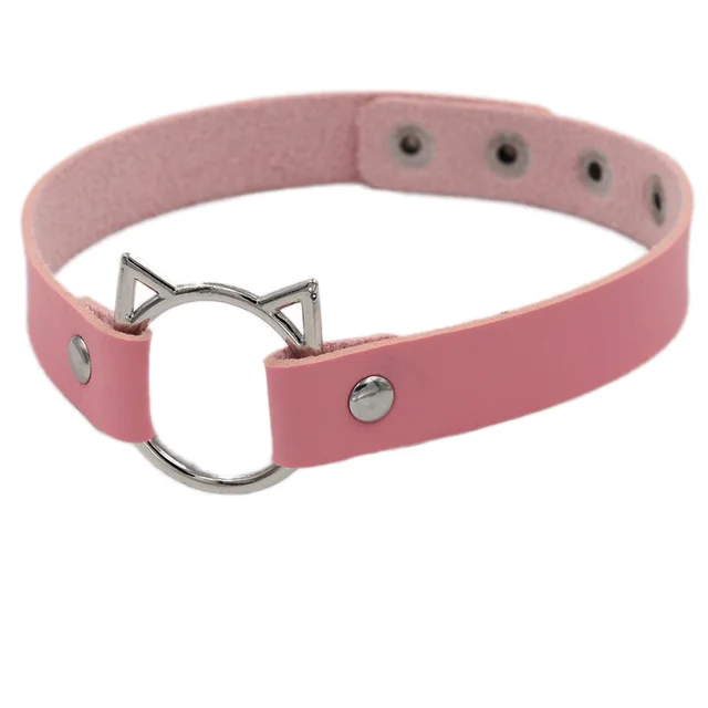 Punk Soft Girl Leather Collar Women's Neck With Net Red Clavicle Chain Pink - Shop at LoveMi