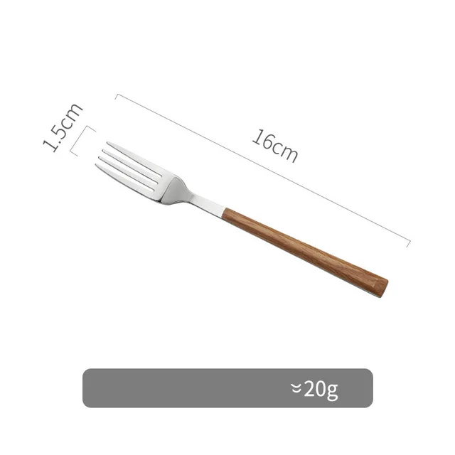 Nordic Household Steak Knife Fork Spoon Plate Stainless Steel Wooden Western Tableware Set - Shop at LoveMi