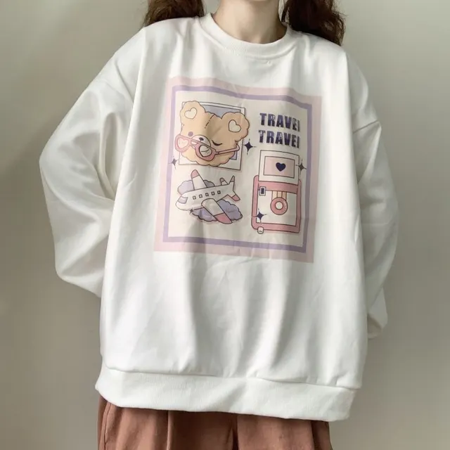 Japanese Cute Thickened Velvet Round Collar Sweater White - Shop at LoveMi