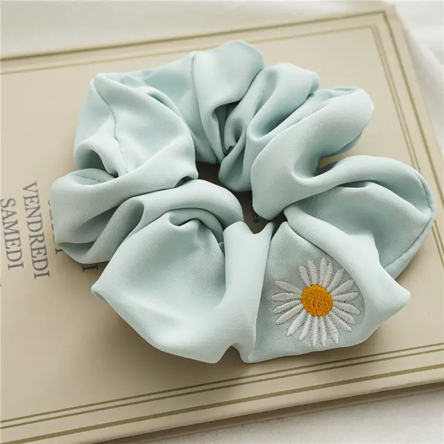 Daisy Embroidery Large Intestine Ring Light Green - Shop at LoveMi