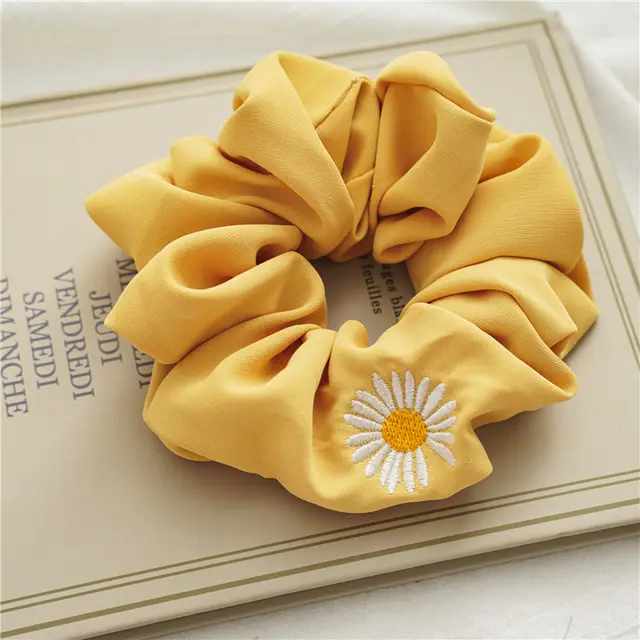 Daisy Embroidery Large Intestine Ring Yellow - Shop at LoveMi