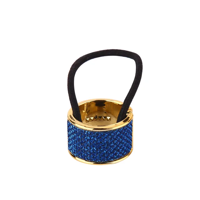 Korean Version Of Imitation Alloy Hair Tie Round Ponytail Buckle Rose Gold Ornament Blue - Shop at LoveMi