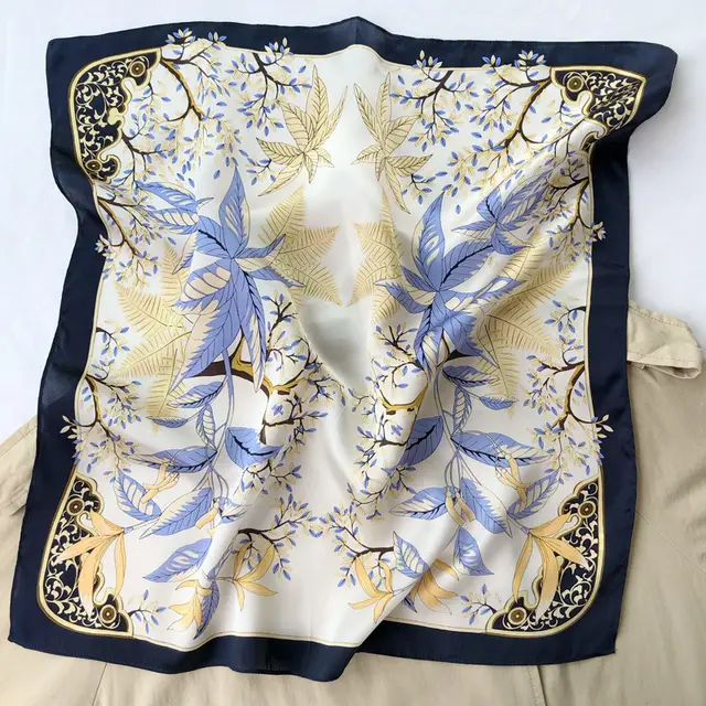 Fashion All Match Thin Silk Scarf Headband Navy Blue - Shop at LoveMi