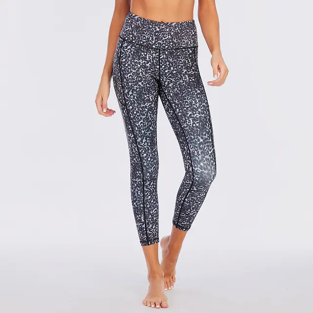 Multicolor High waist Buttocks Brushed Leopard Print Yoga Pants Black - Shop at LoveMi