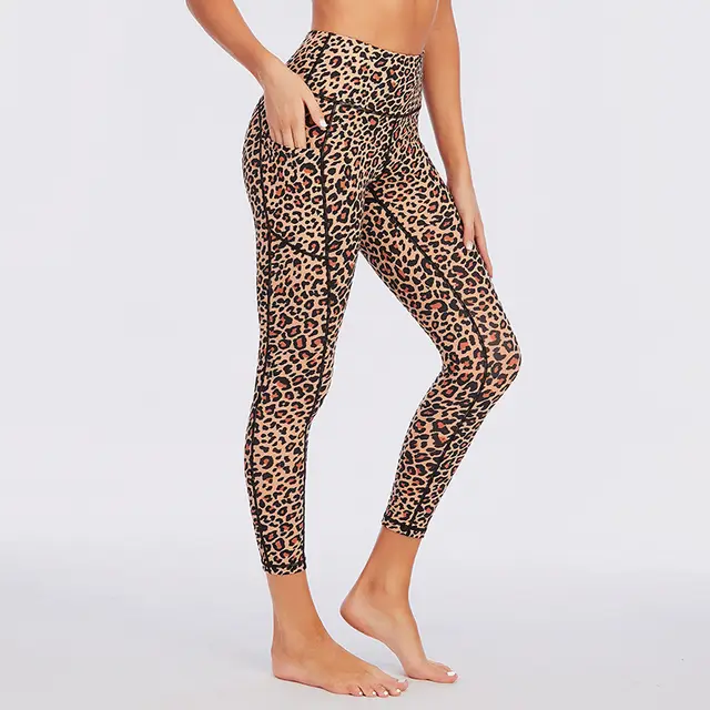 Multicolor High waist Buttocks Brushed Leopard Print Yoga Pants Brown - Shop at LoveMi