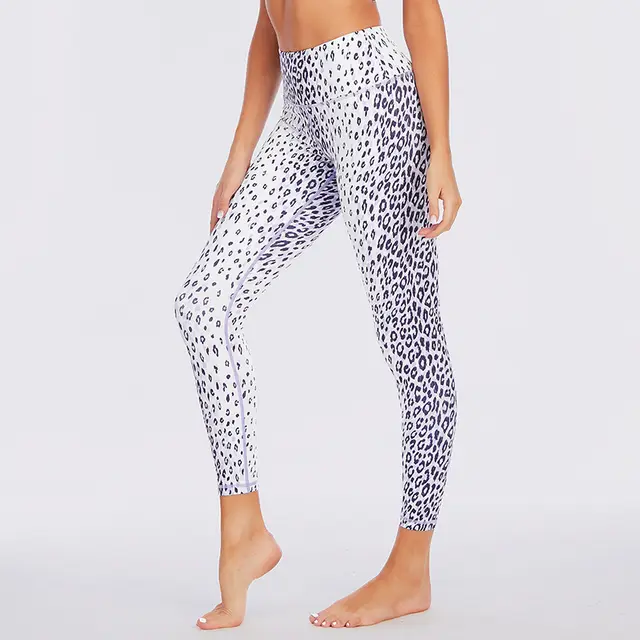 Multicolor High waist Buttocks Brushed Leopard Print Yoga Pants White - Shop at LoveMi