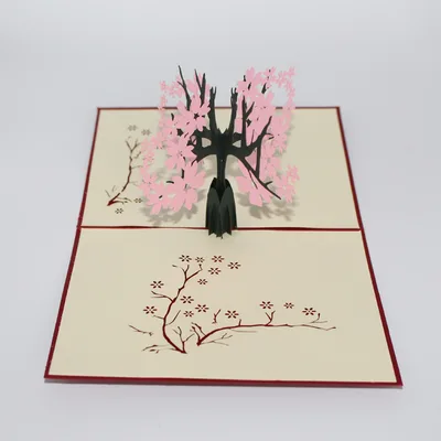 Creative Novel 3D Three Dimensional Greeting Card Paper Cutting Carving Diy Birthday Cake Girlfriends And Lovers Card Pink - Shop at LoveMi