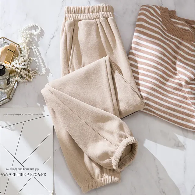 New Style Plus Velvet Loose Casual Pants Harlan Beam Foot Guard Pants Khaki - Shop at LoveMi