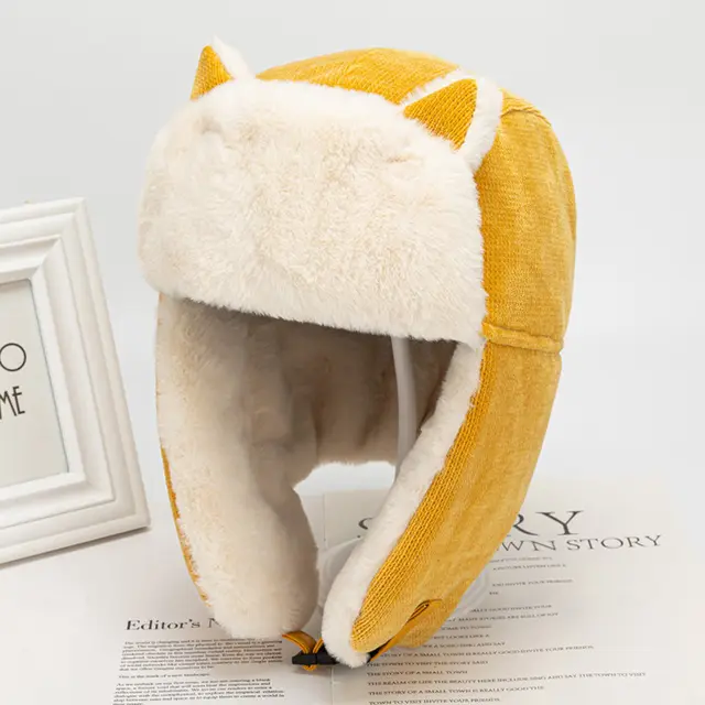 Cat Ears Lei Feng Hat Female Korean Style Cute Yellow - Shop at LoveMi