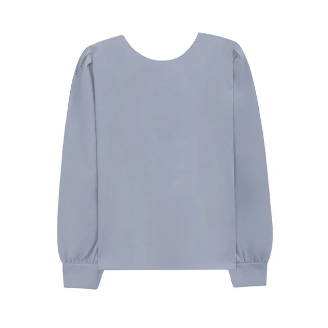 New All Match Round Neck Long Sleeved Women's Blouse, Western Style Design, Niche Western Style, Age Reduction Blue - Shop at LoveMi