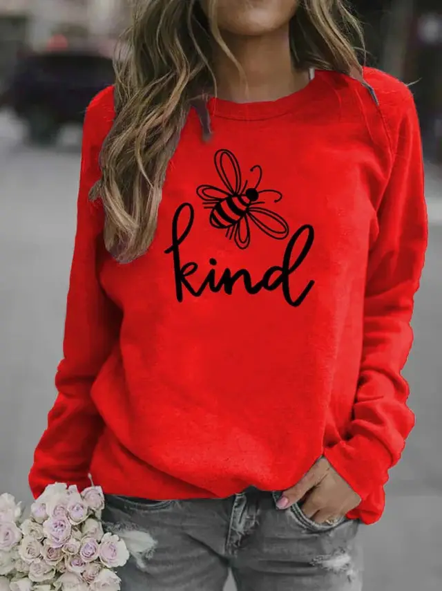 Stand alone Women's Blank Floral Round Neck Sweater Red - Shop at LoveMi