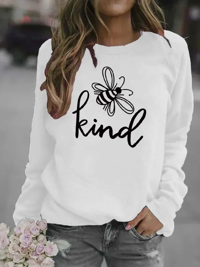 Stand alone Women's Blank Floral Round Neck Sweater White - Shop at LoveMi