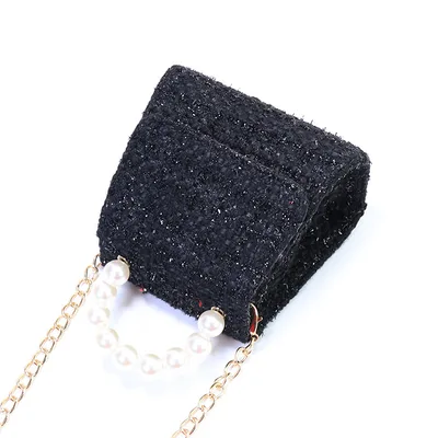 Autumn And Winter New Ladies Pearl Portable Messenger Bag Black - Shop at LoveMi
