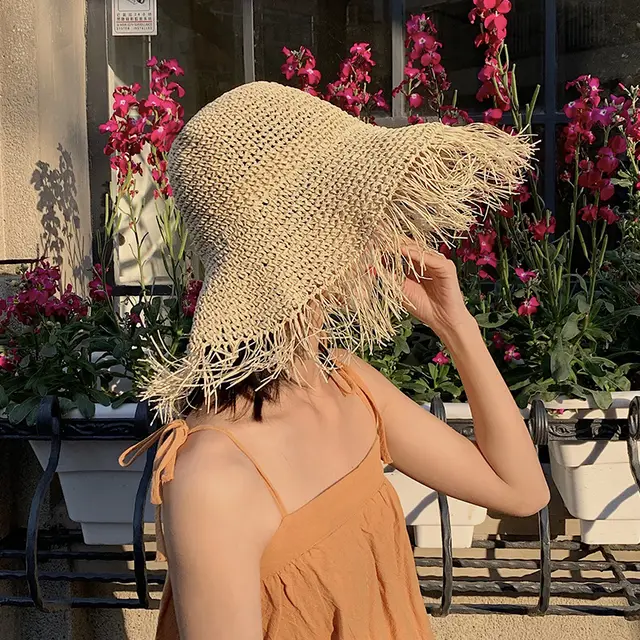 Vacation Sunscreen Beach Hat Foldable Sun Hat Beige - Shop at LoveMi