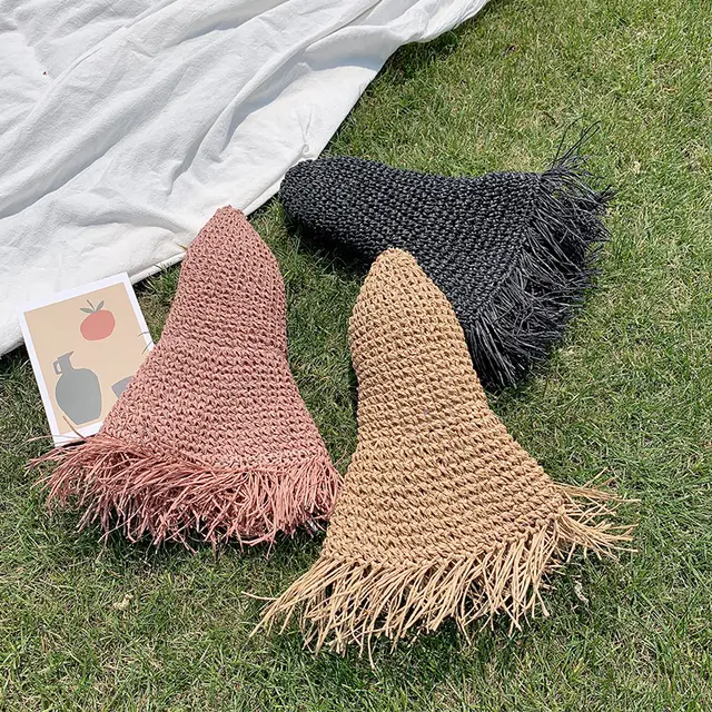 Vacation Sunscreen Beach Hat Foldable Sun Hat Black - Shop at LoveMi