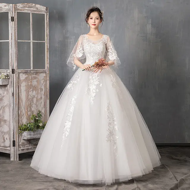Long Sleeve Wedding Dress New Bride Trailing - Shop at LoveMi