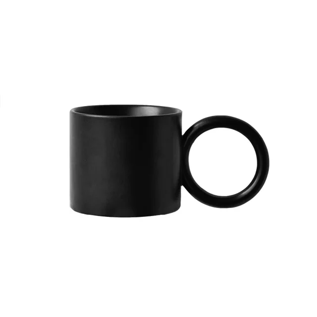 Ring Mug Ceramic Personality Geometric Cup Korea Single Tail Milk Cup Black - Shop at LoveMi