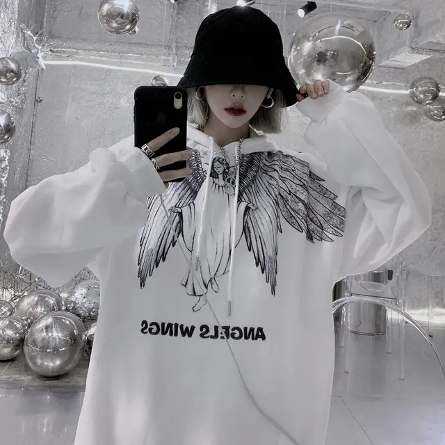 Harajuku Bf Style Retro Loose Plus Fleece Sweater White - Shop at LoveMi