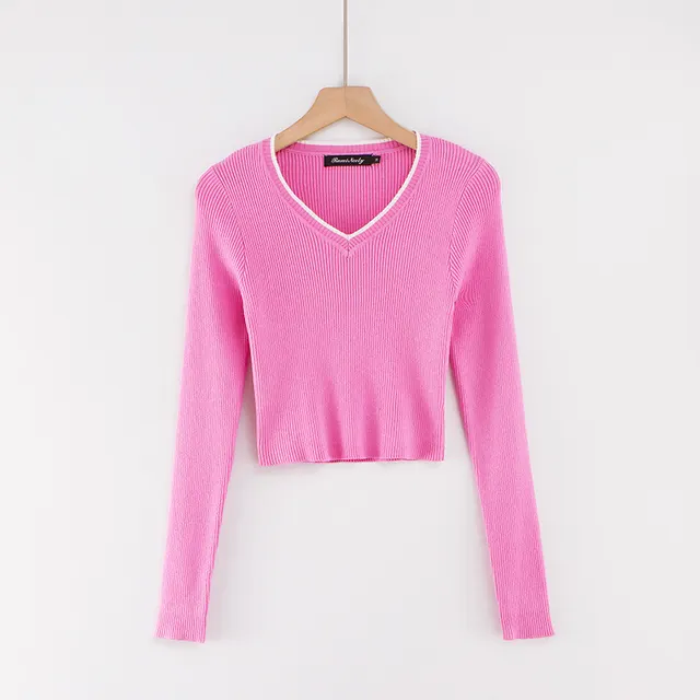 Solid Color Long Sleeved Top For Outer Wear Pink - Shop at LoveMi