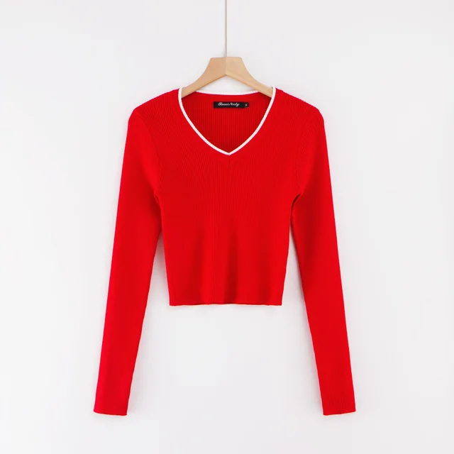 Solid Color Long Sleeved Top For Outer Wear Red - Shop at LoveMi