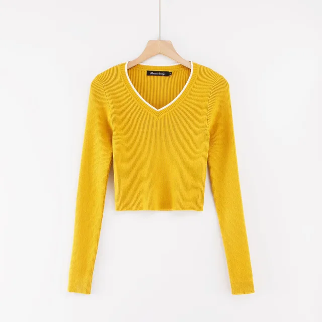 Solid Color Long Sleeved Top For Outer Wear Yellow - Shop at LoveMi